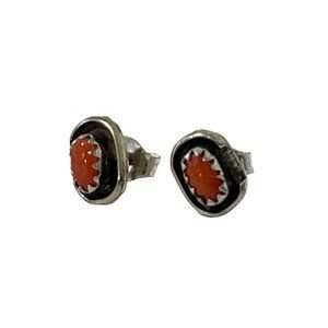 Diamond Bar Coral Southwestern Earrings Womens Silver Boho Hippie NEW